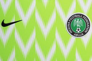 A close-up of Nigeria's home shirt for the 2018 World Cup
