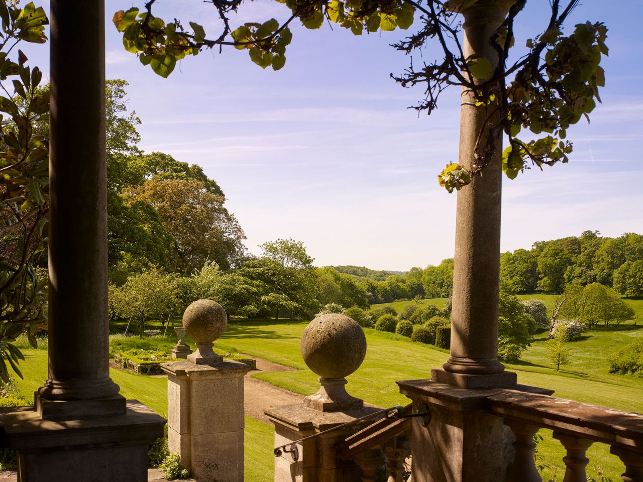 View from the Edwardian verandah at Benington Lordship.