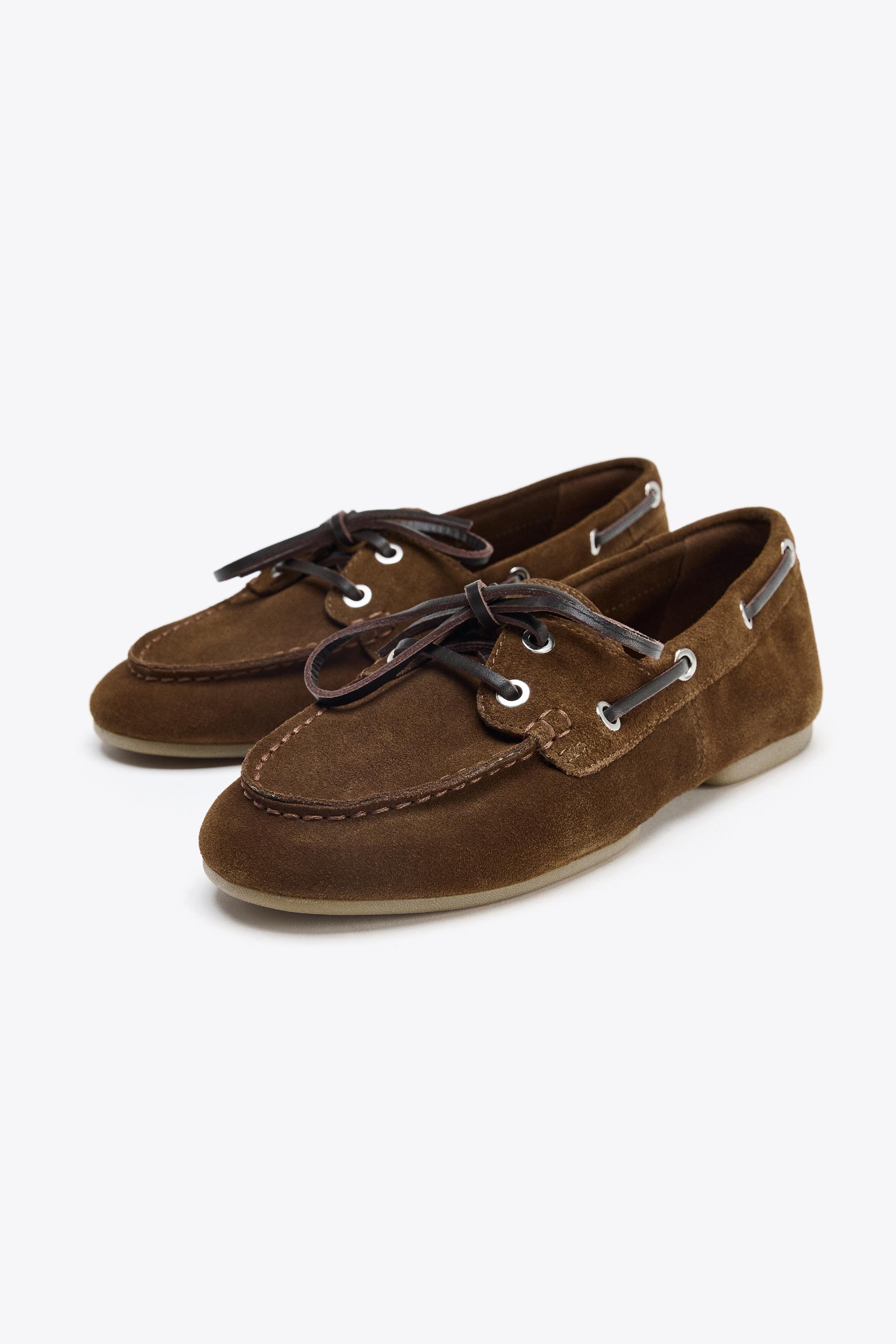Split Leather Stitch Detail Shoes