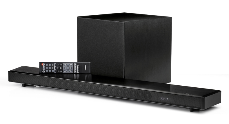 Black Yamaha MusicCast YSP-2700 107W 7.1-Channel Soundbar System 