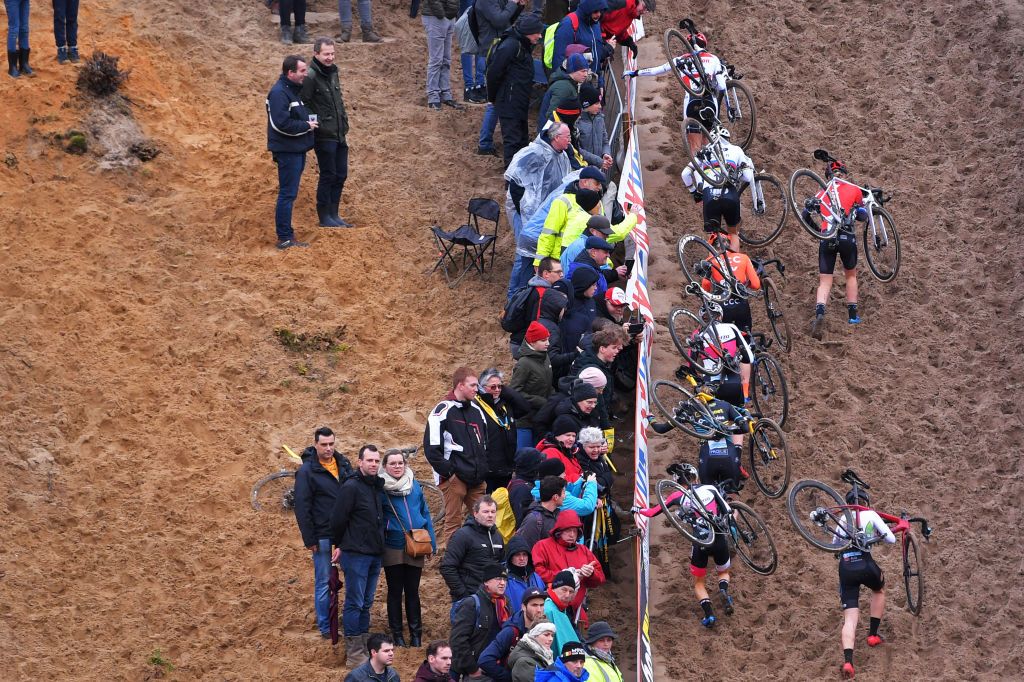 ZONHOVEN BELGIUM DECEMBER 08 Pelton Fans Public Mud Detail View during the 24th Superprestige Zonhoven 2019 Women Elite superprestige zonhoven TelenetSuperprestige on December 08 2019 in Zonhoven Belgium Photo by Luc ClaessenGetty Images