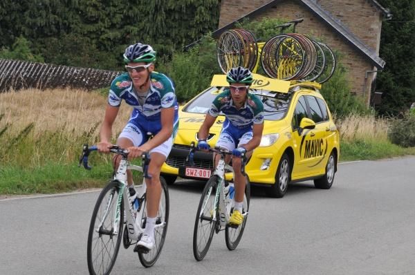 The two Saur-Sojasun riders in the break.