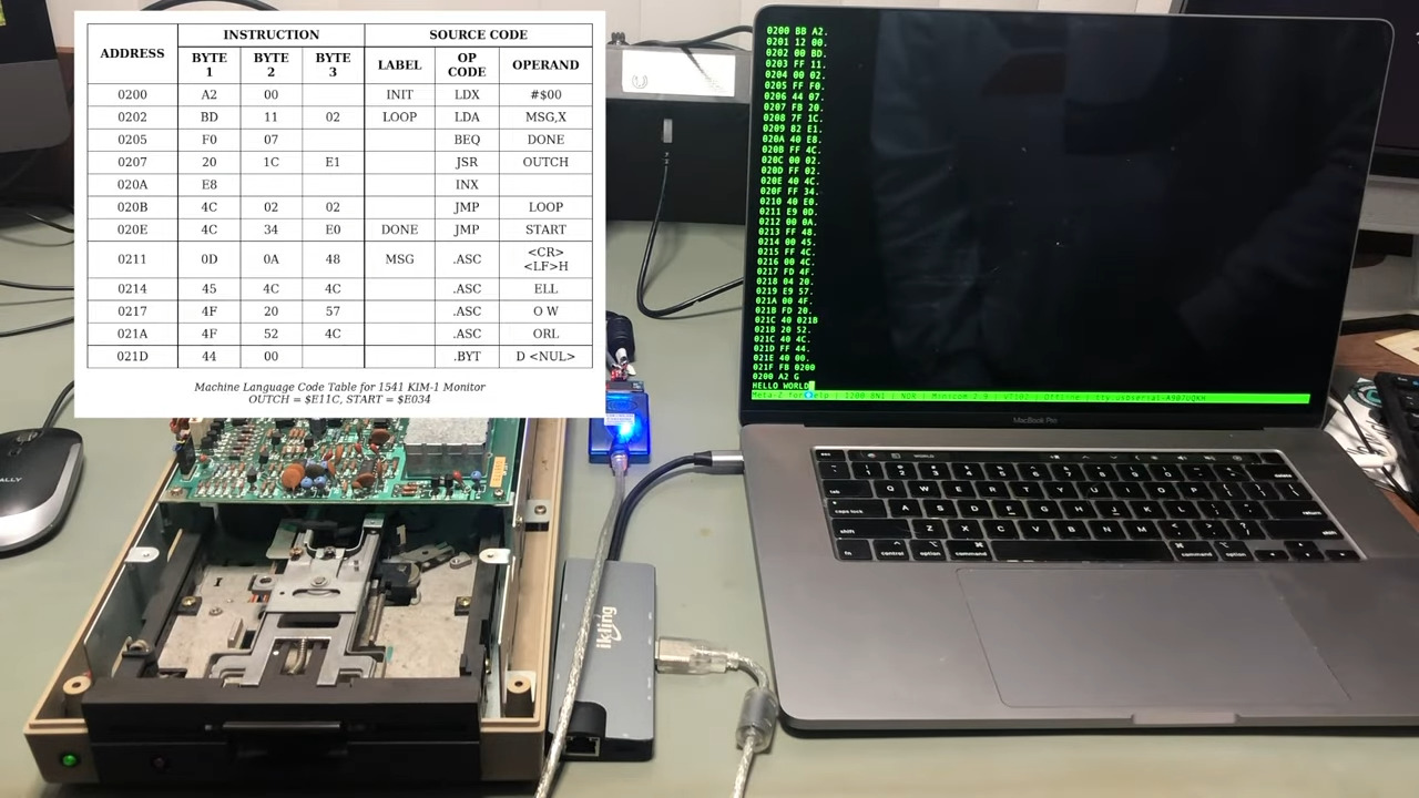 Commodore 1541 floppy disk electronics used as a computer