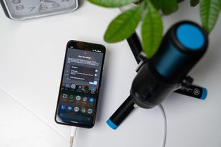 Pixel 4 with an external USB-C microphone