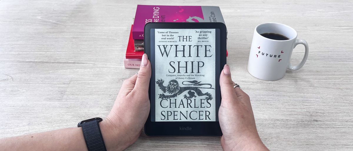 A book cover displayed on the Amazon Kindle Paperwhite (2024)