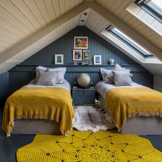 attic child bedroom with two beds