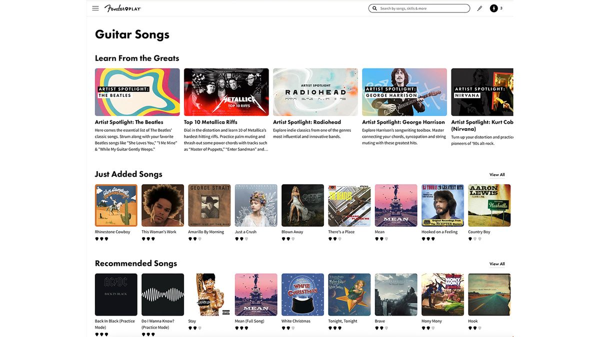 Fender Play screen grabs