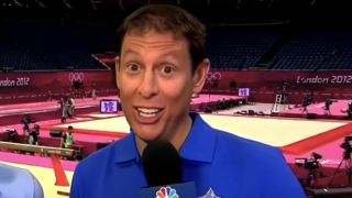 Gymnast Tim Daggett provides commentary on NBC.