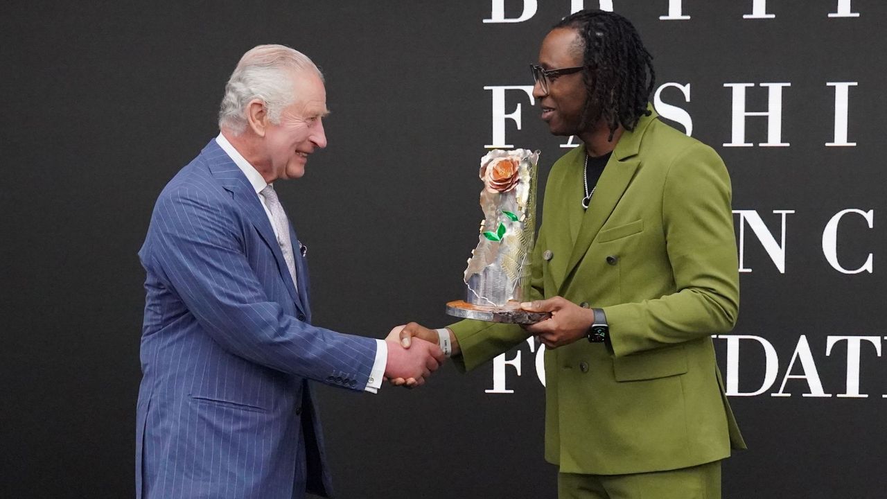 King Charles appears at BFC Awards to present award to Labrum London