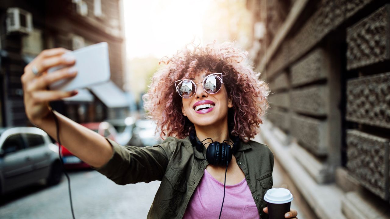 woman taking selfie