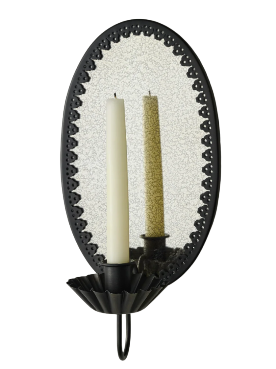 Oval Antique Mirrored Sconce