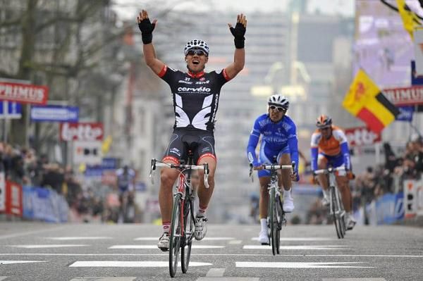Thor Hushovd (Cervelo) took the Omloop Het Nieuwsblad in Gent in 2009.