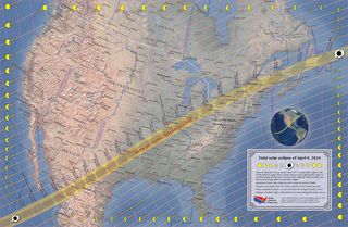 a map of the united states showing the path of the total solar eclipse on april 8, 2024