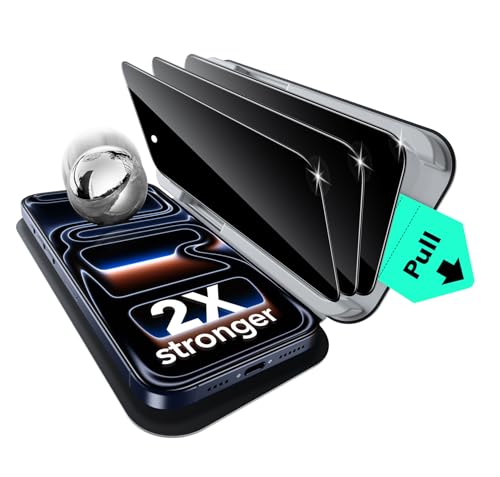 Esr 3 Pack for Iphone 17 Pro Max Privacy Screen Protector, Military Grade Shatterproof, 9h Hardness, Anti-Spy Tempered Glass With Ultrafit Tray