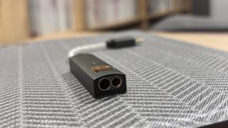 iFi Go Link Max close-up on two headphone sockets