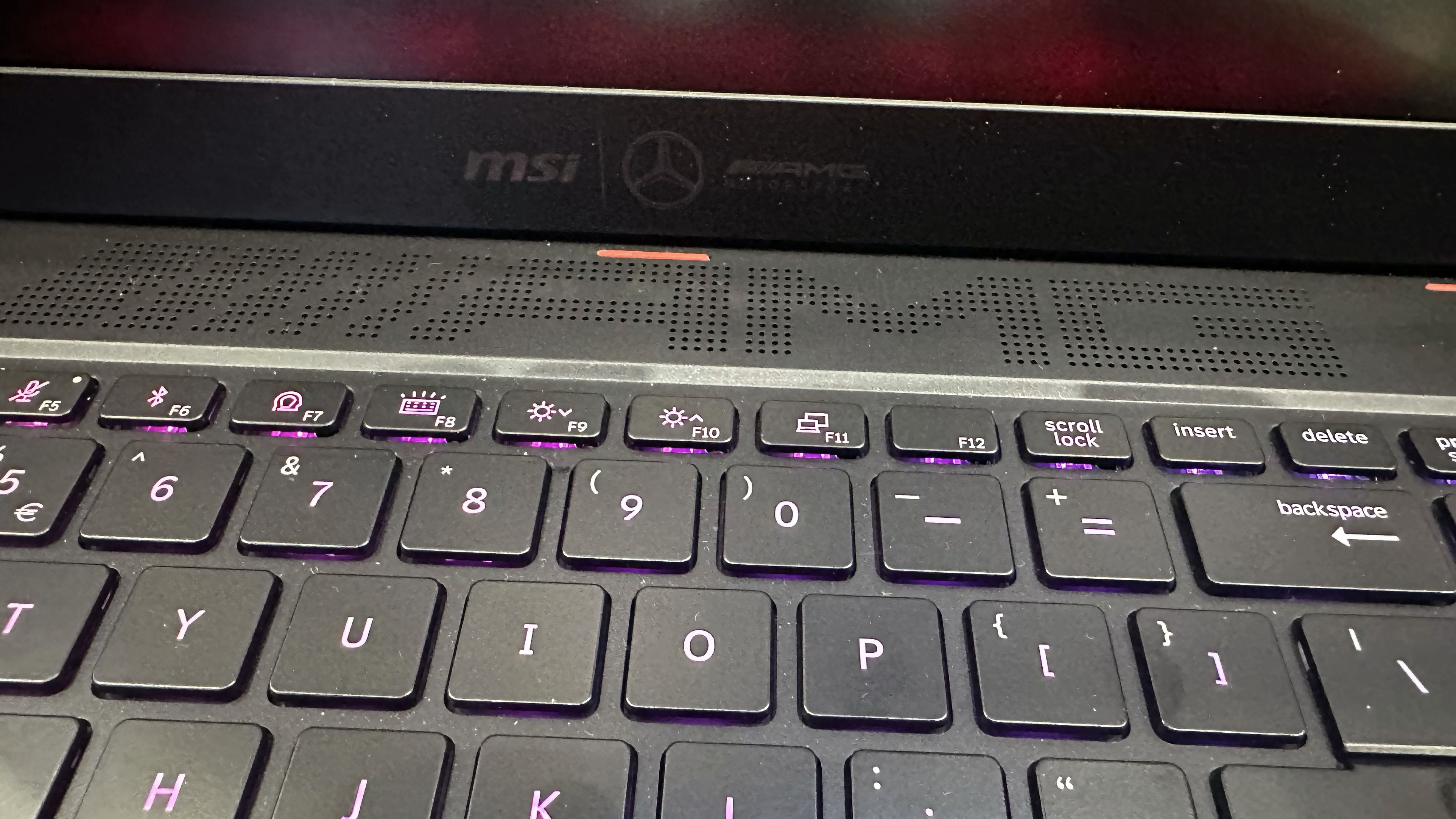 Close-up of MSI Stealth 18 Mercedes-AMG Motorsport keyboard at Computex