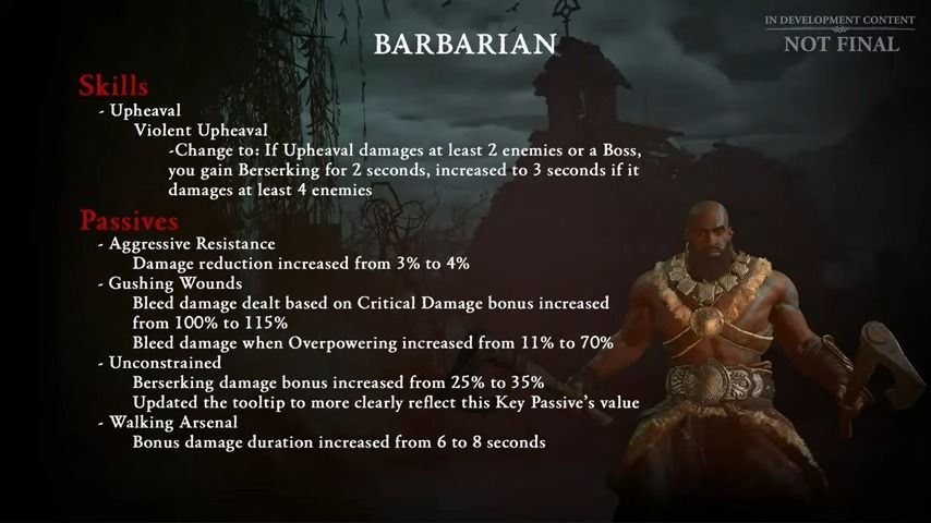 Class changes for Barbarian coming in Patch 1.1.1