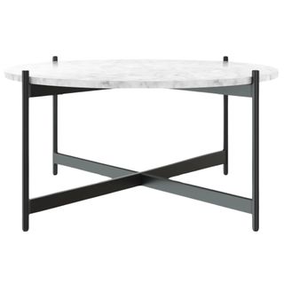 Nathan James Faux Metal & Marble Round Coffee Table Black