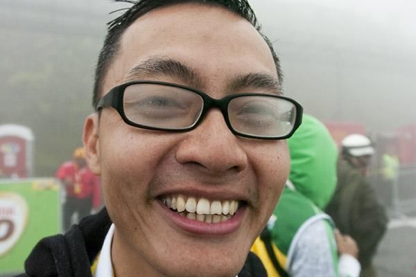 Wipers were needed on glasses: Marcus Mok, the tour's web designer, felt the cold on top of Genting Highlands as his glasses fogged up.