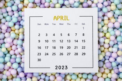 April calendar on a multicoloured background