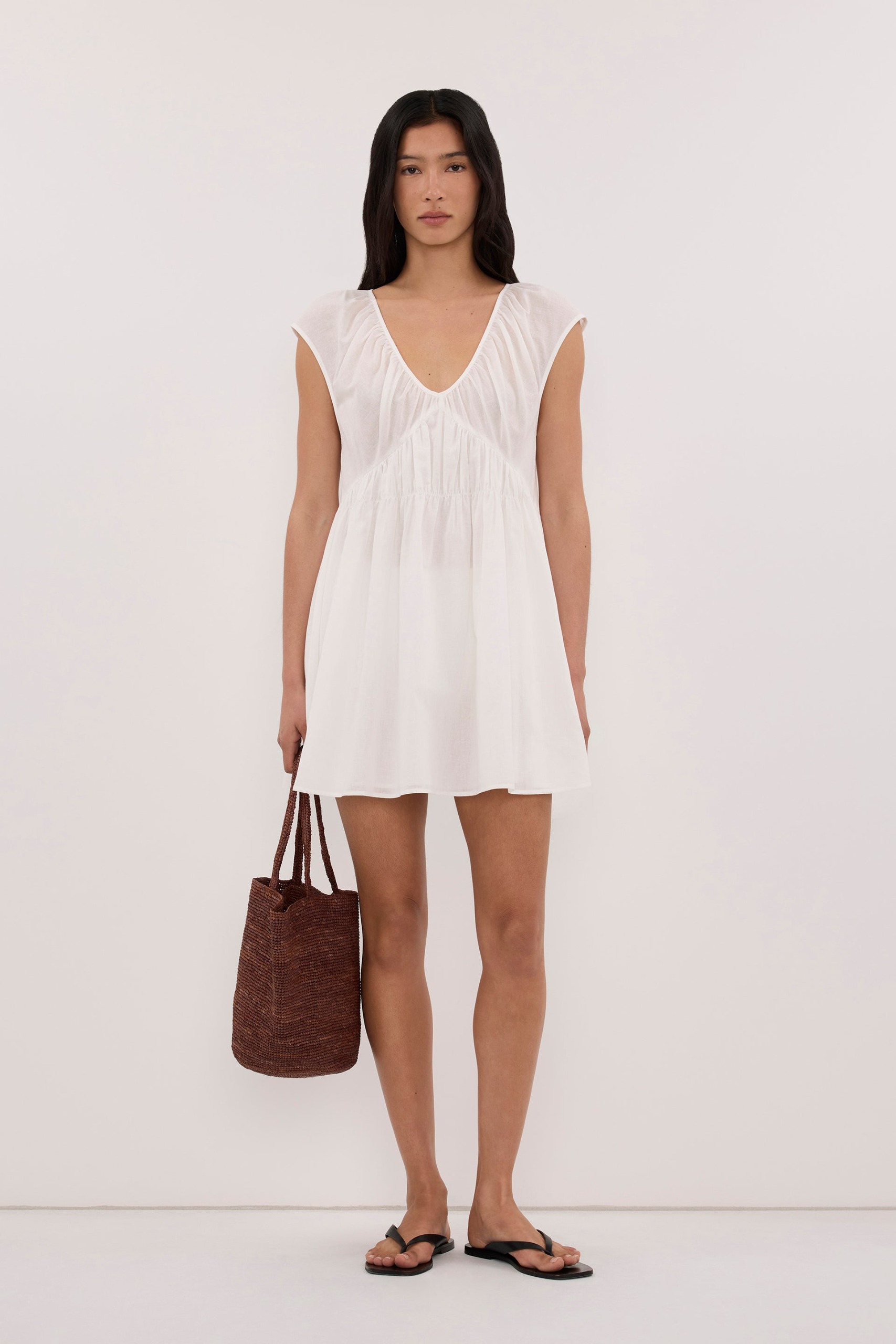 Billie White Linen Blend Mini Dress - 0 / White