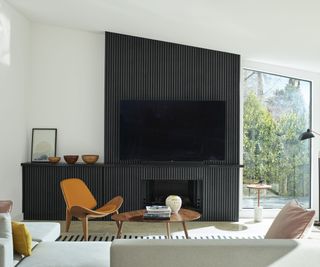 Black paneled accent wall