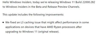 Ryzen patch notes for Windows 11 Insider Build