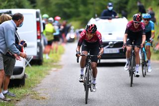 SARRANCOLIN FRANCE AUGUST 03 Egan Bernal of Colombia and Team Ineos Pavel Sivakov of Russia and Team Ineos Aleksandr Vlasov of Russia and Astana Pro Team during the 44th La Route dOccitanie La Depeche du Midi 2020 Stage 3 a 1635km stage from Saint Gaudens to Col de Beyrde 1417m RouteOccitanie RDO2020 on August 03 2020 in Sarrancolin France Photo by Justin SetterfieldGetty Images