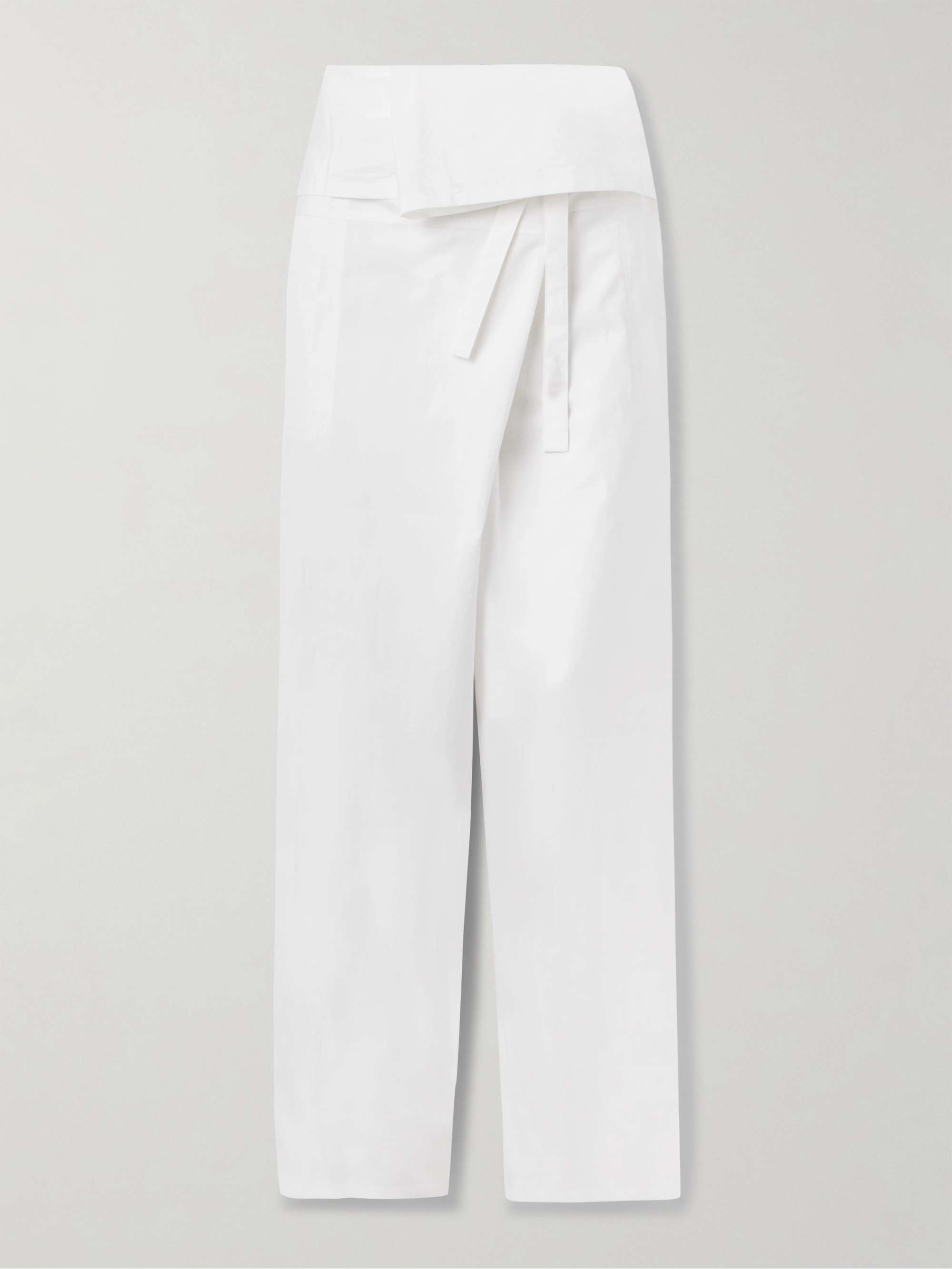 Fisherman Tie-Front Cotton Wide-Leg Pants