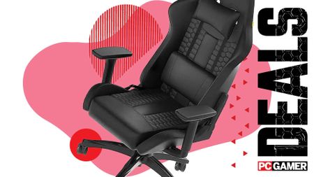 Corsair TC100 Relaxed gaming chair on a pink background