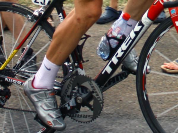 Levi Leipheimer (Team Radioshack) is racing at the Tour de France with a pair of as-yet-unreleased road shoes from helmet maker Giro.