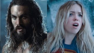 Jason Momoa's Aquaman and Milly Alcock's Supergirl side by side.