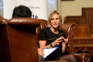 Emily Maitlis addresses students at the Cambridge Union Society on October 5, 2015 in Cambridge, England