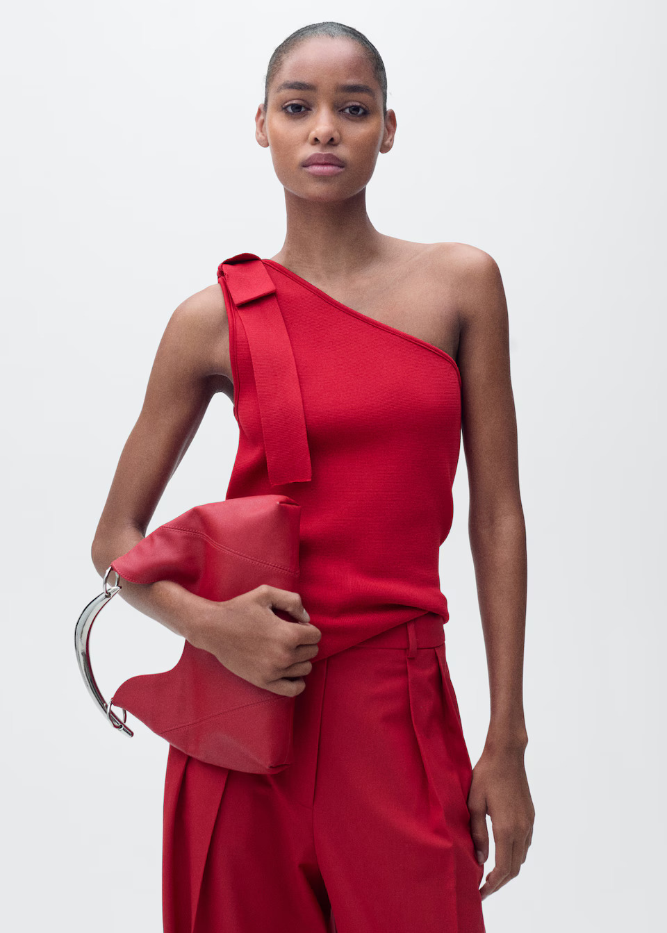 MANGO, Asymmetrical Knitted Top With Bow - Women | Mango United Kingdom