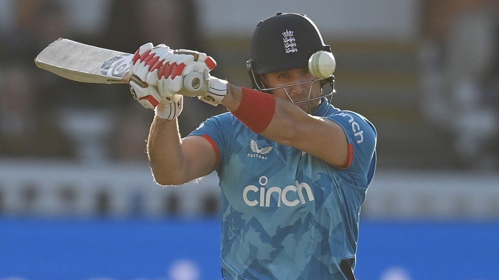 England cricketer Liam Livingstone plays a hook shot