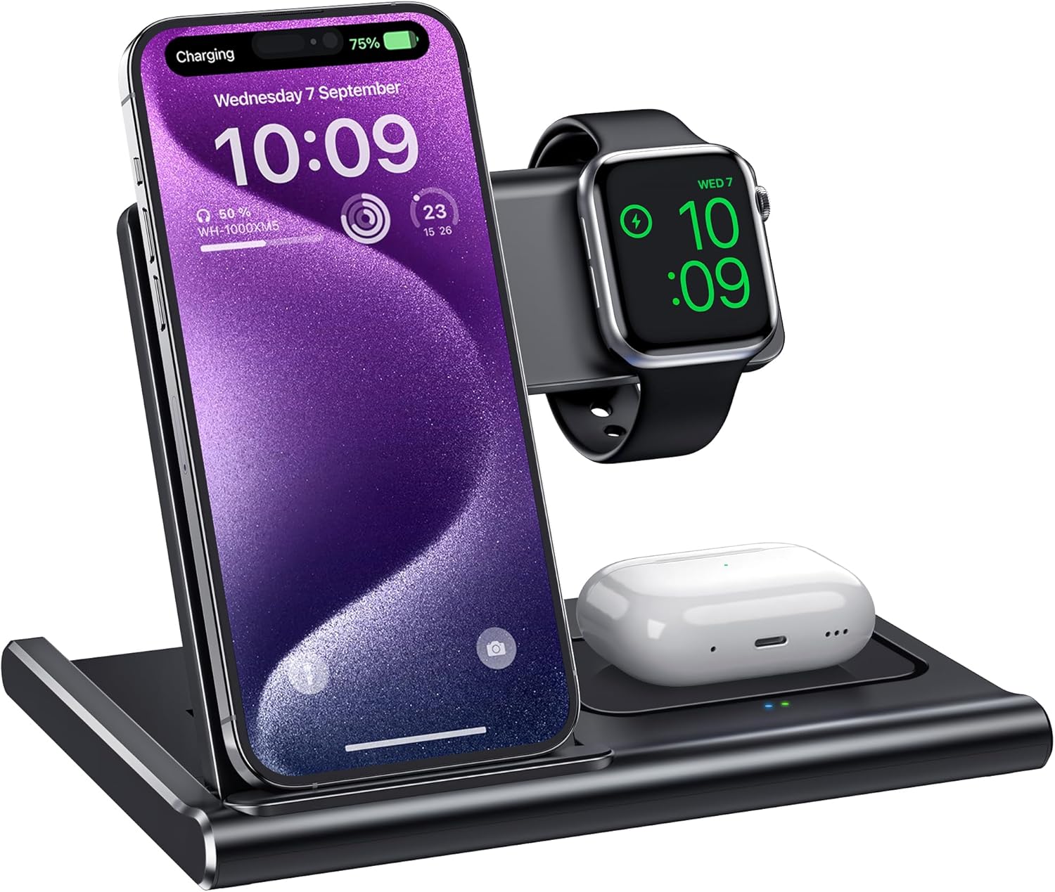 Charging Station,exw 3 in 1 Wireless Charging Station for Iphone 17/16/15/14/13/12/11/xr/x/8,fast Wireless Charging Stand for Airpods Pro/3/2 and Apple Watch&amp;#65288;no Plug Included)