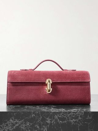 Slim Symmetry Pochette Leather-Trimmed Suede Tote