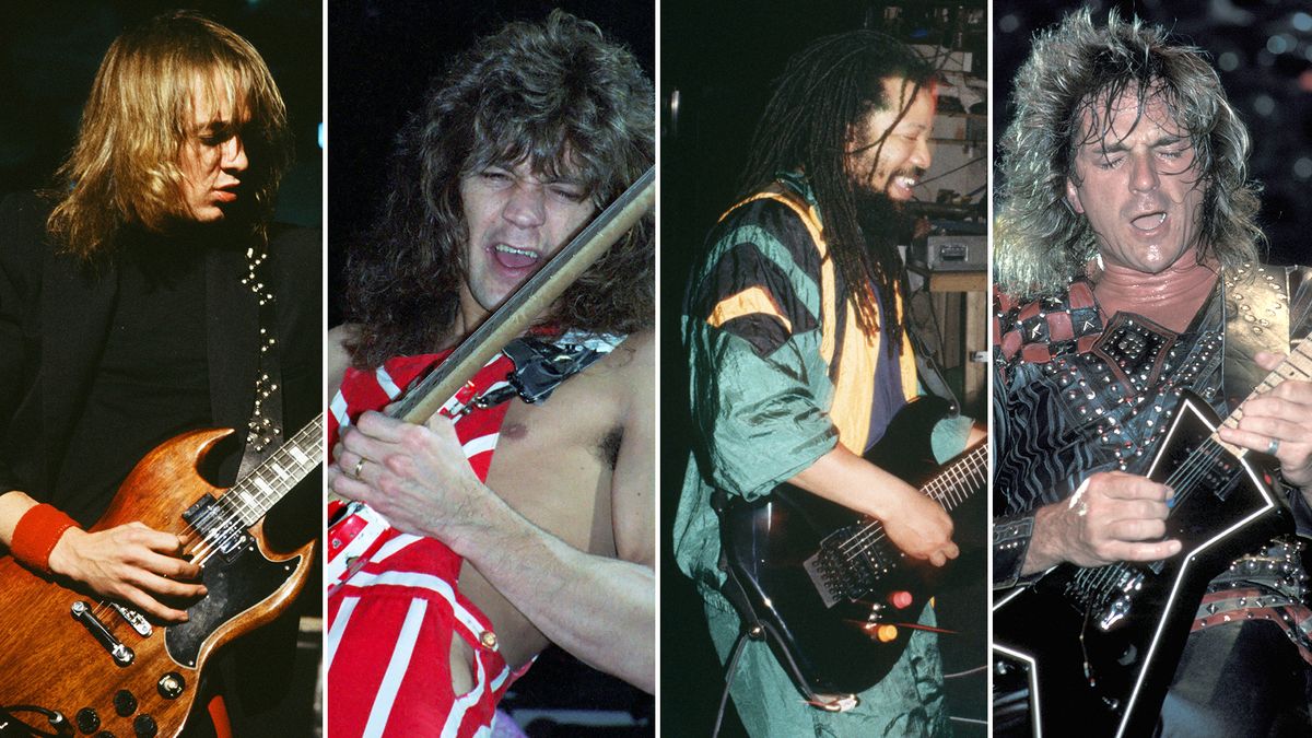 [L-R] Adrian Smith, Eddie Van Halen, Dr. Know and Glenn Tipton