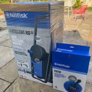 Nilfisk excellent 160 pressure washer box on patio
