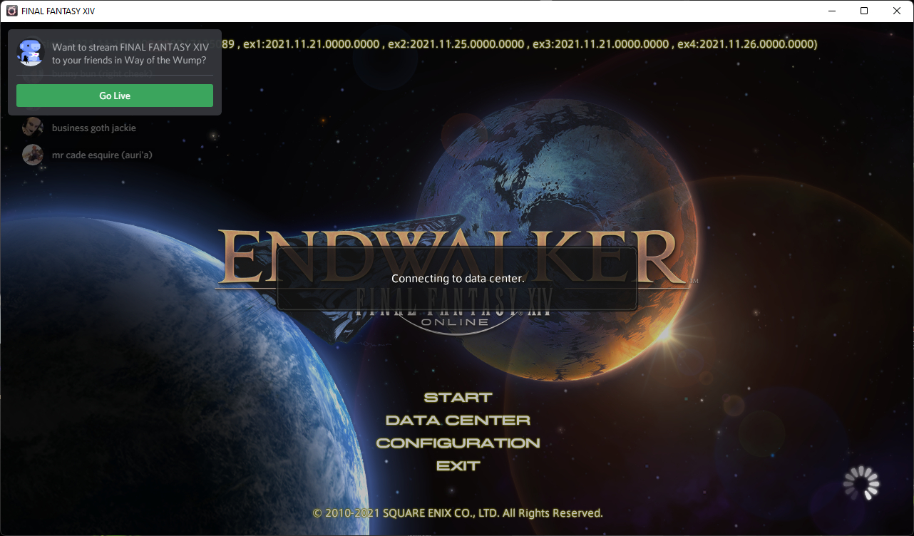 FFXIV endwalker login screen