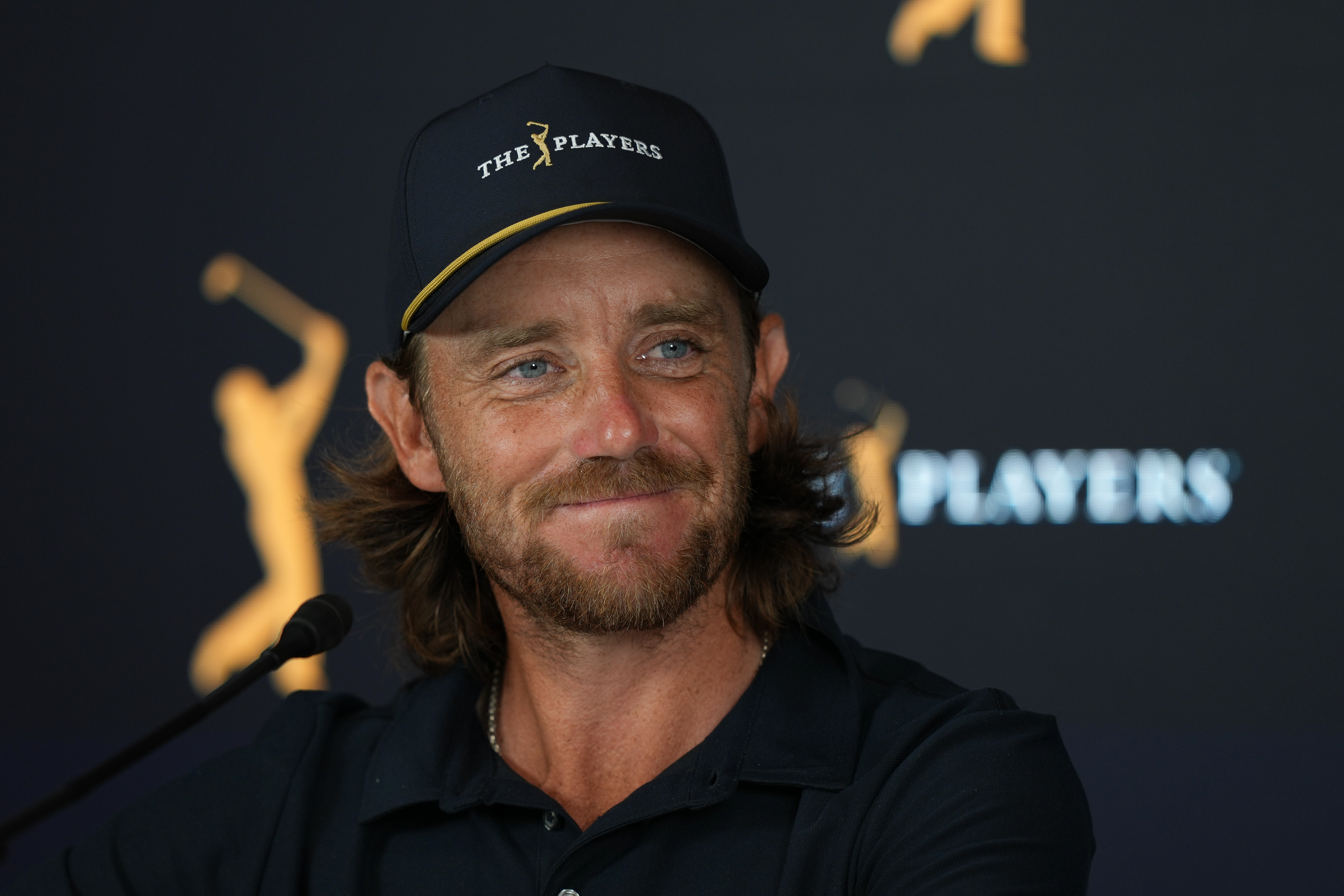 Tommy Fleetwood smiles during his press conference