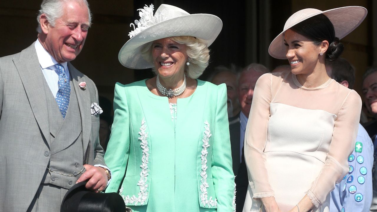 Prince Charles, Prince of Wales, Camilla, Duchess of Cornwall and Meghan, Duchess of Sussex attend The Prince of Wales&#039; 70th Birthday Patronage Celebration held at Buckingham Palace on May 22, 2018 in London, England.