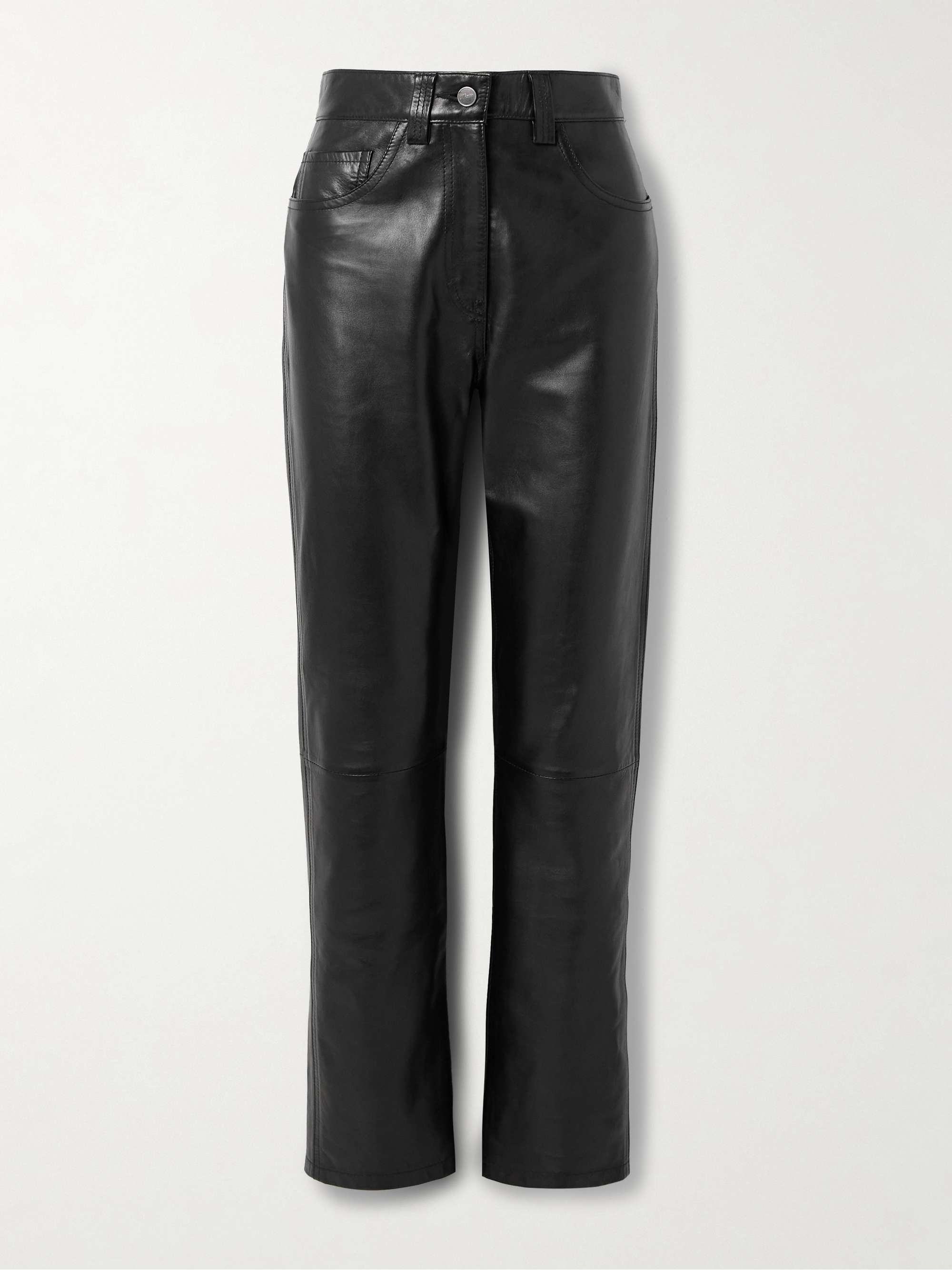 Callum Leather Straight-Leg Pants