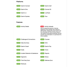 Garmin outage status