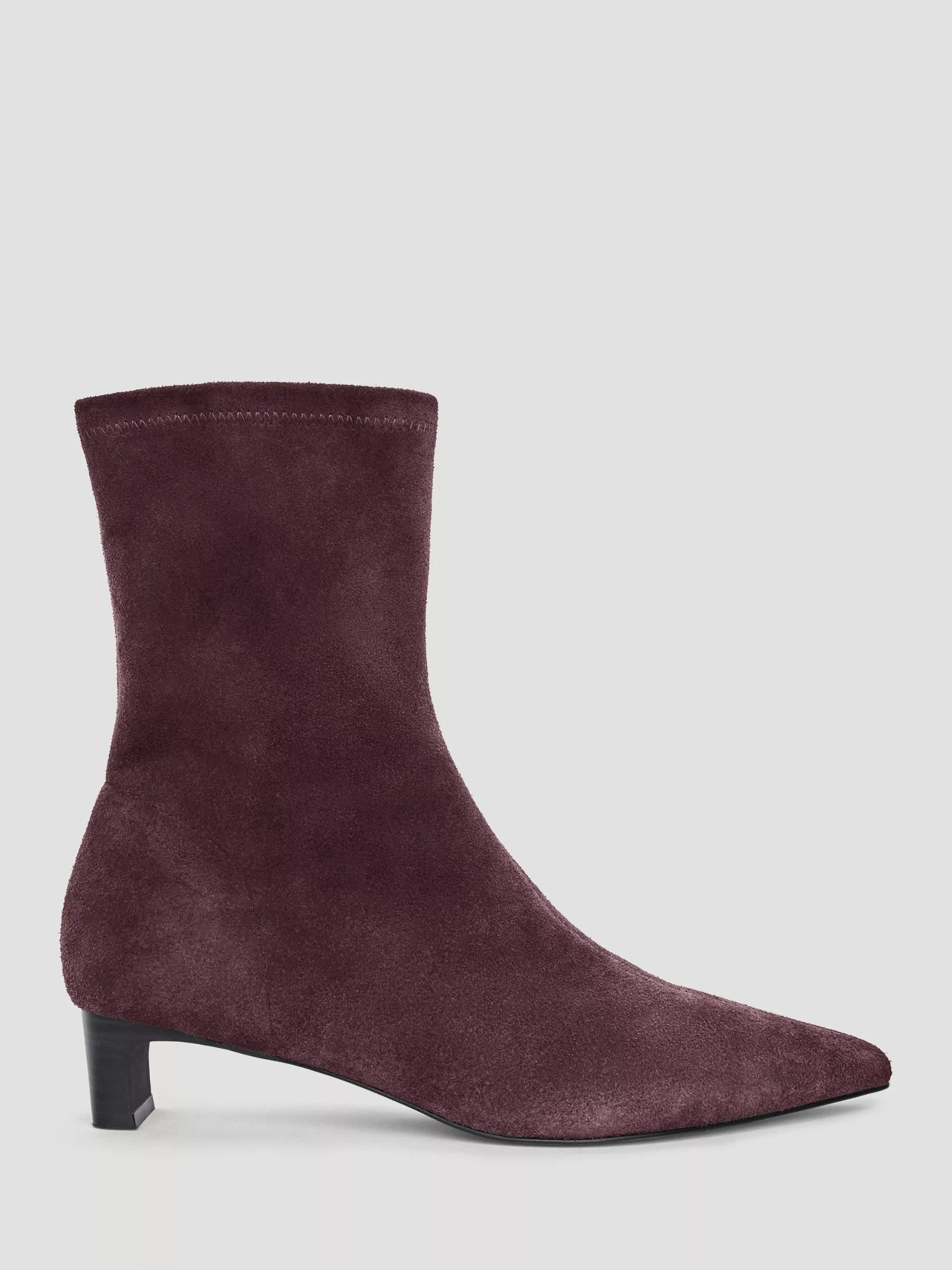 Hush Marrin Suede Block Heel Ankle Boots, Dark Wine Red