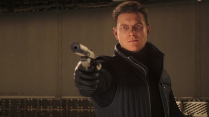 007 First Light screenshot of Bond pointing a gun at an off-camera enemy