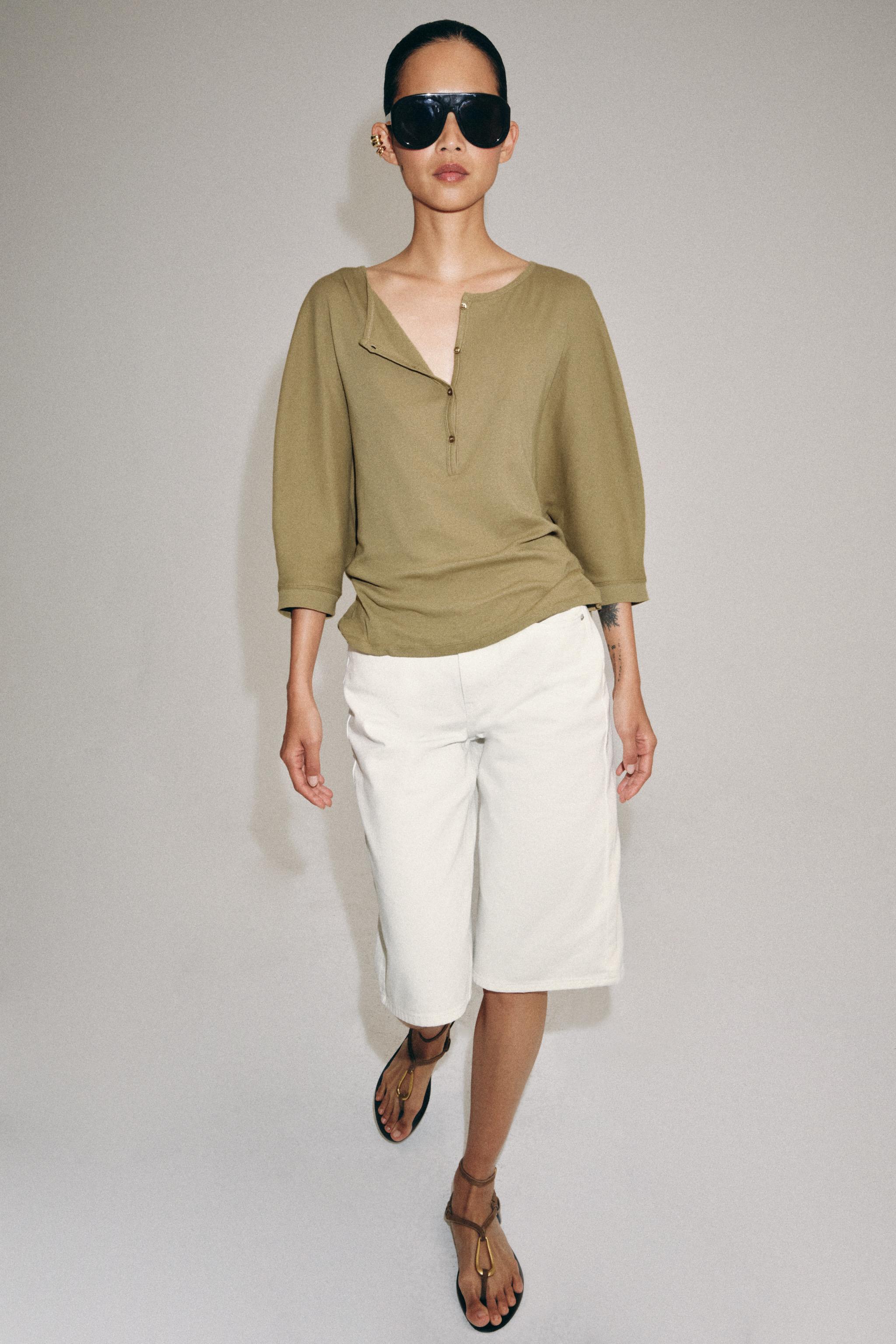 Zw Collection Mid-Waist Denim Bermuda Shorts