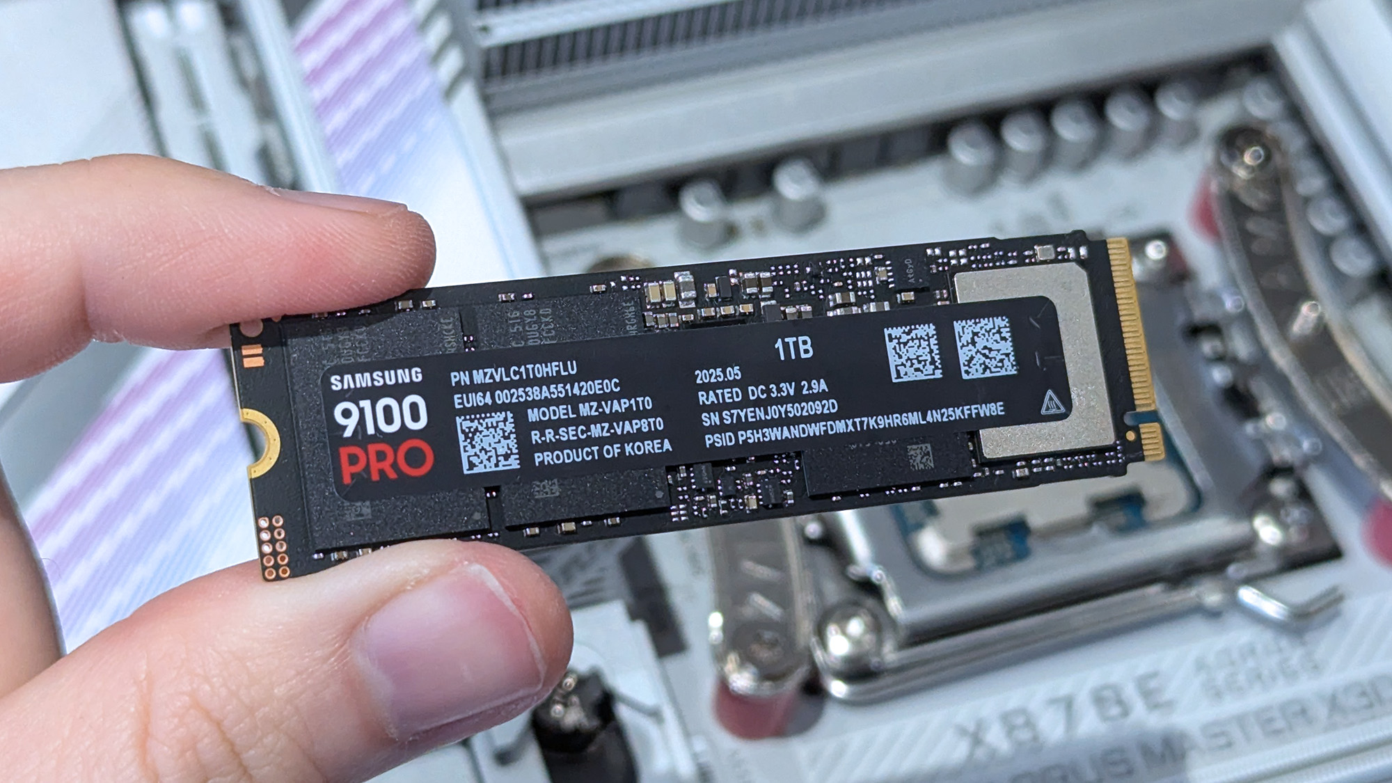 AMD Ryzen 7 9850X3D desktop processor up close