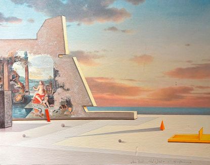 'Interno Teoretico', 1986, acrylic on wood, 22in by 25&frac12;in, Andrea Vizzini (b. 1949), private collection. Picture used by kind permission of Andrea Vizzini.