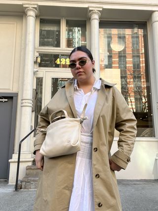woman wearing charles and keith bag